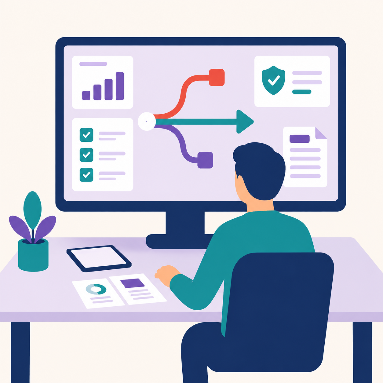 Software Direction Review illustration: a structured review of objectives, systems and roadmap options