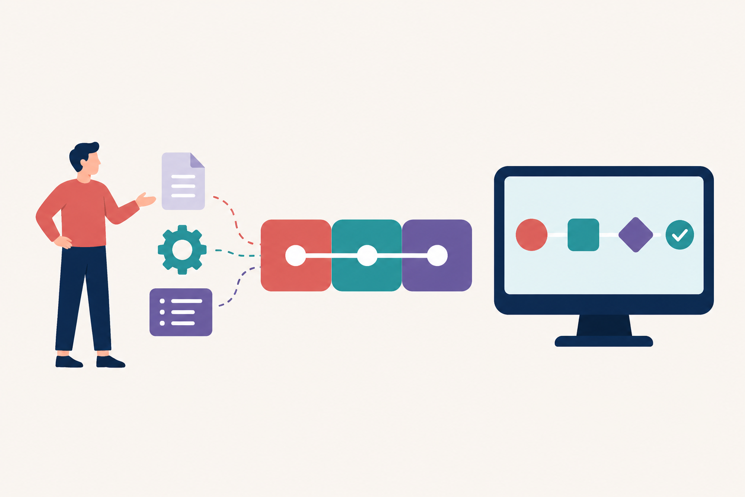 Custom business application workflow illustration